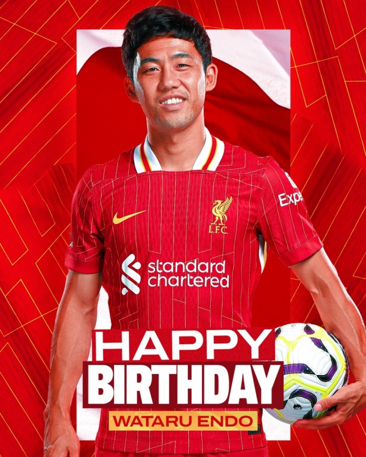  利物浦祝遠(yuǎn)藤航32歲生日快樂，球員加盟紅軍至今出戰(zhàn)62場比賽