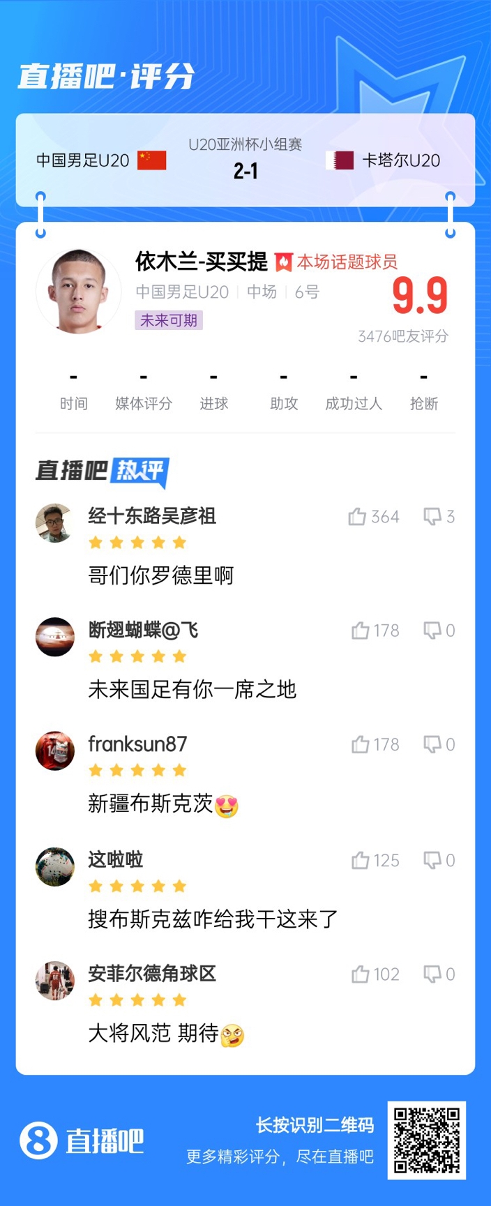  依木蘭+陳澤仕泰山中場連線！19歲依木蘭獲封：新疆布斯克茨！