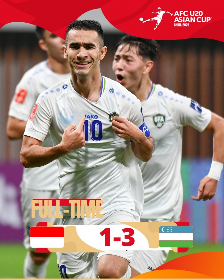  烏茲別克斯坦U20隊3-1印尼U20隊兩連勝晉級8強，印尼U20隊出局