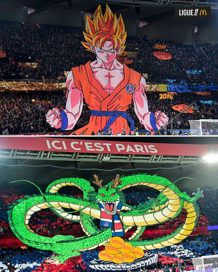  逝世一周年，法甲官推曬昔日巴黎主場龍珠TIFO：鳥山明經(jīng)典永存